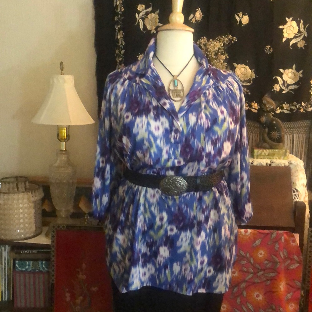Vintage 80’s/90’s waterfall color tunic- 3X, curved hem